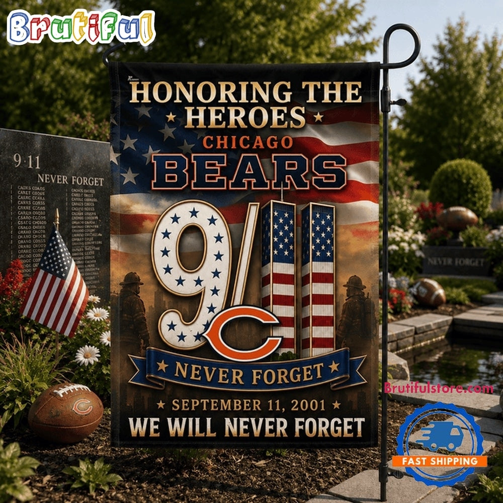 Chicago Bears NFL We Will Never Forget 9 11 Flag