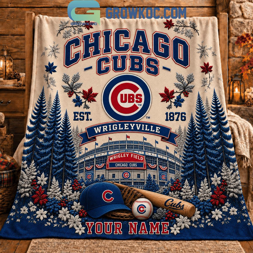 Chicago Cubs Wrigleyville Christmas Gift Blanket Quilt