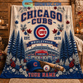 Chicago Cubs Wrigleyville Christmas Gift Blanket Quilt