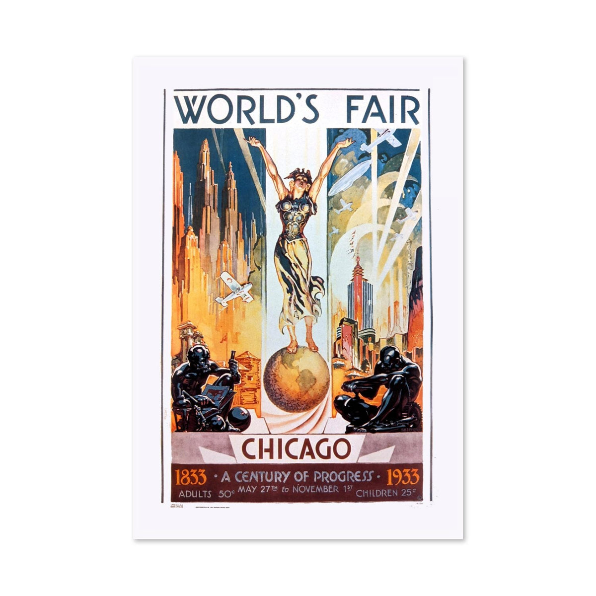 Chicago World‚Äôs Fair 1933 ‚Äî A Century of Progress ‚Äî Vintage 1933 Travel Poster | Exposition Wall Art