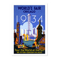 Chicago World‚Äôs Fair 1934 ‚Äî Tour the World ‚Äî Vintage 1934 Travel Poster | Exposition Wall Art