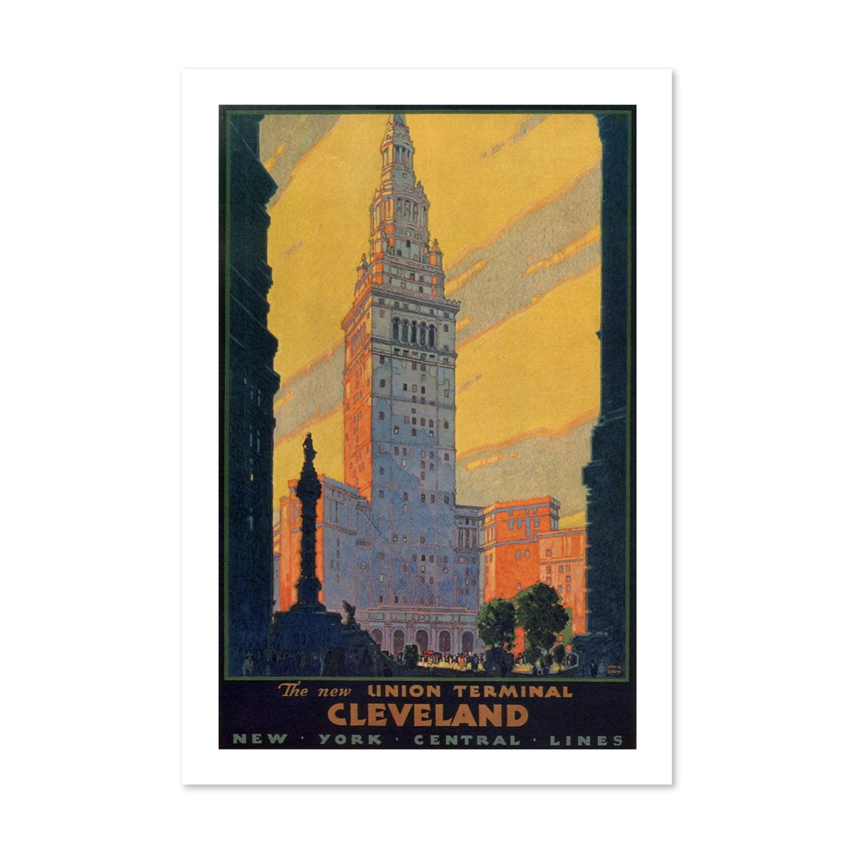Cleveland Union Terminal ‚Äî Leslie Ragan ‚Äî Vintage 1930 Travel Poster | Art Deco Wall Art