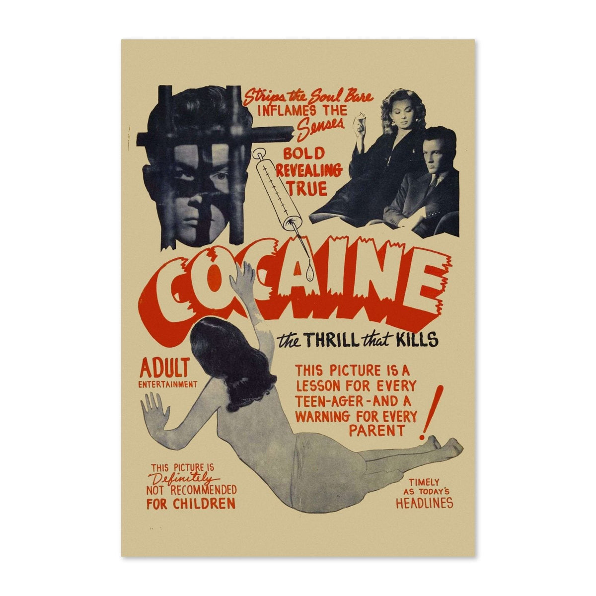 Cocaine ‚Äî The Thrill That Kills ‚Äî Vintage 1935 Movie Poster | Exploitation Wall Art