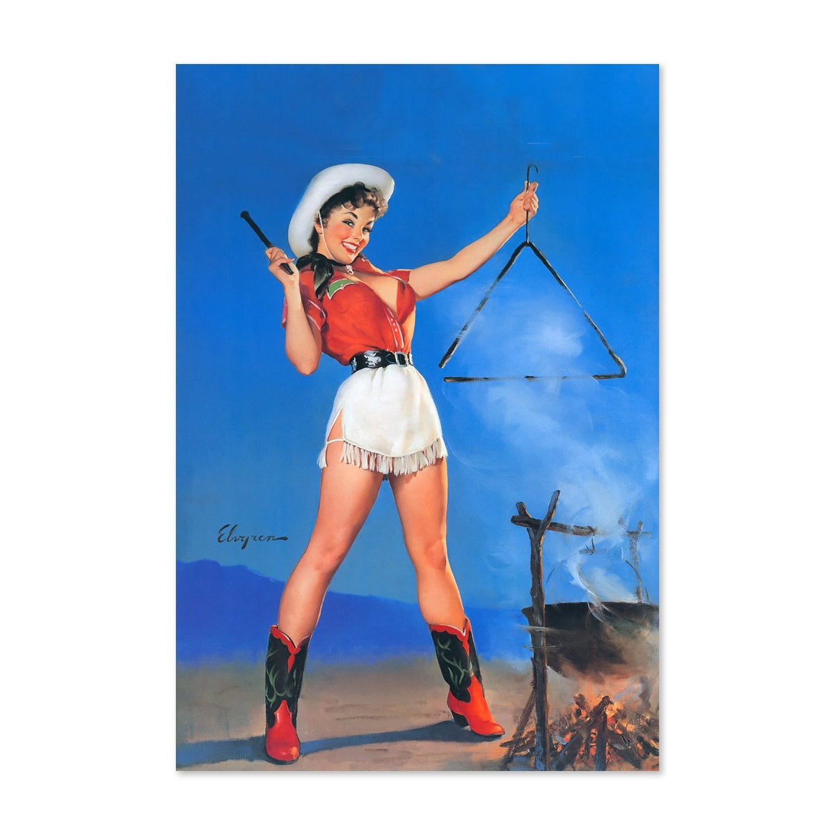 Come and Get It ‚Äî Gil Elvgren Pin-Up Poster | Chuck Wagon Cowgirl Wall Art