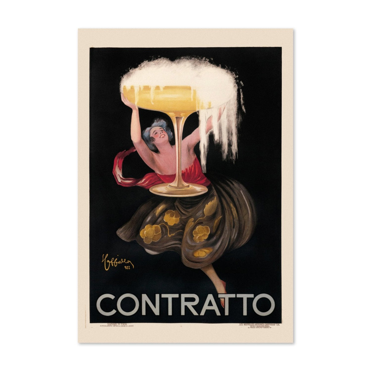 Contratto Champagne Poster ‚Äî 1922 Leonetto Cappiello Print | Vintage Bar Wall Art