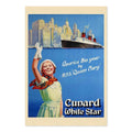 Cunard White Star ‚Äî America by Queen Mary ‚Äî Vintage 1930s Travel Poster | Ocean Liner Wall Art