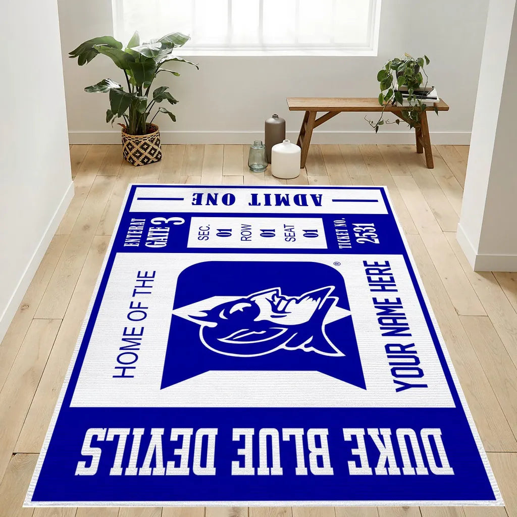 Duke Devils Sports Team Logo Rug for Home Blue a...