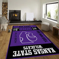 Kansas State Wildcats Rug for Home Decor Black and Purple