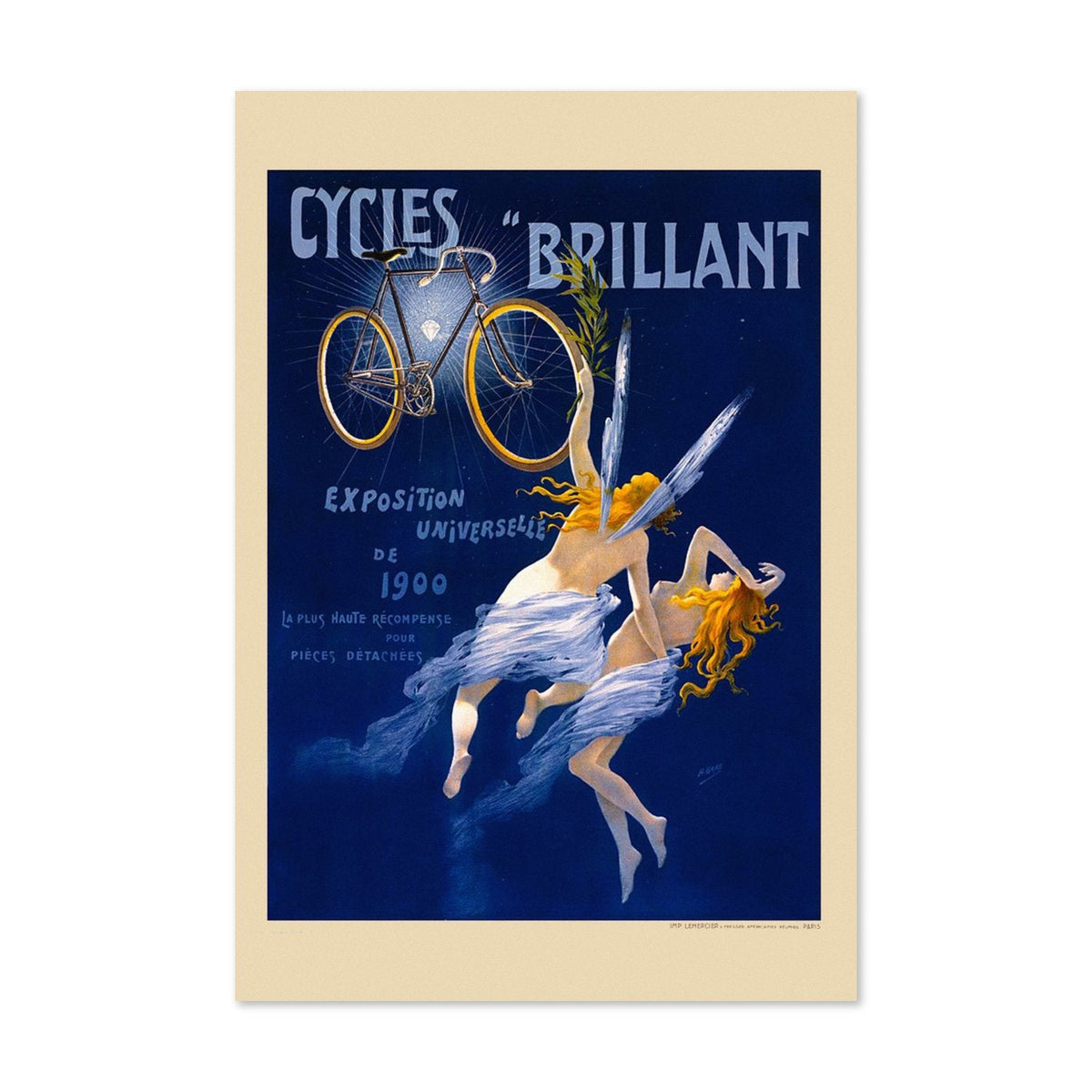 Cycles Brillant Poster ‚Äî 1900 French Bicycle Advertising Print | Art Nouveau Wall Art