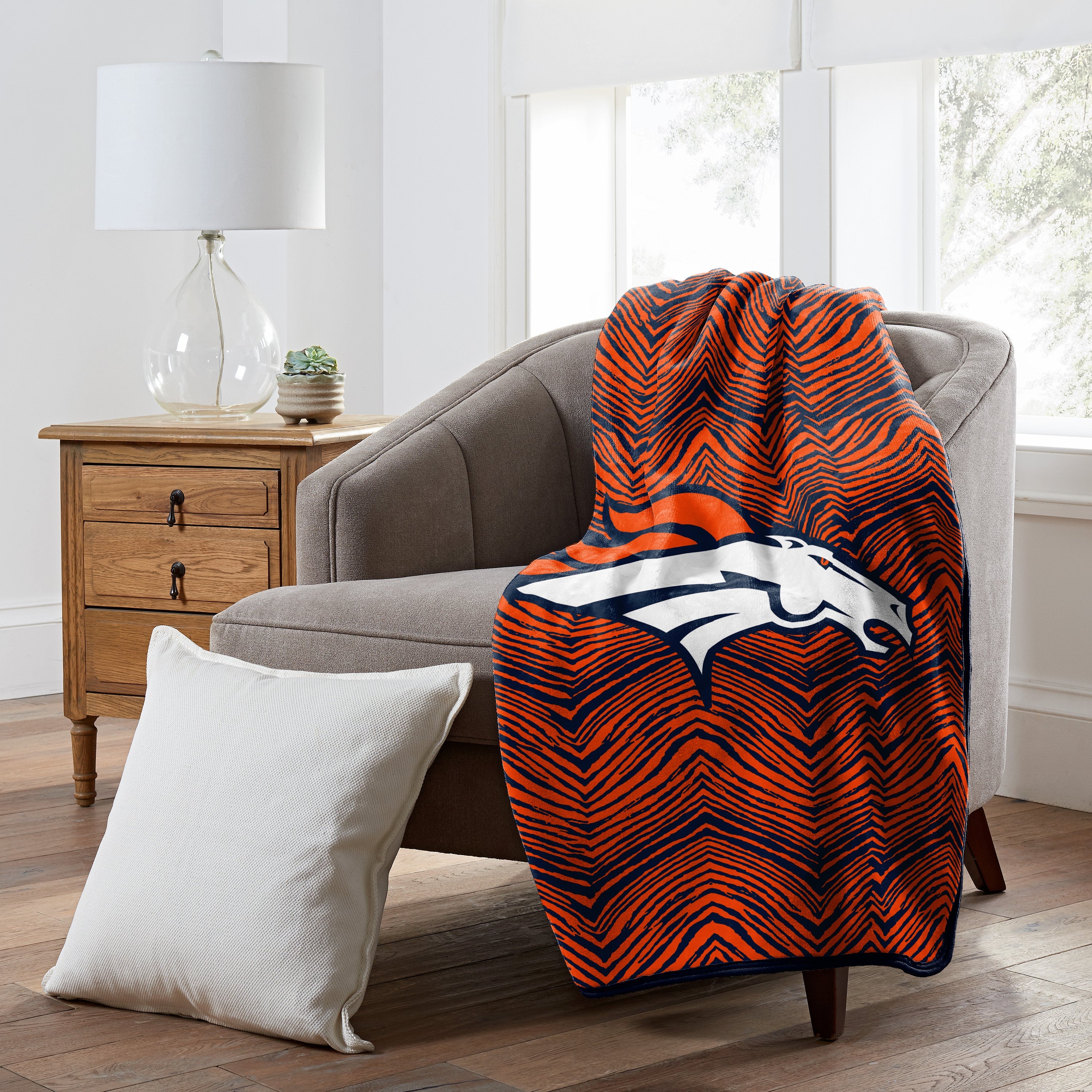 Zubaz x Northwest NFL Denver Broncos Zubified Raschel Throw Blanket