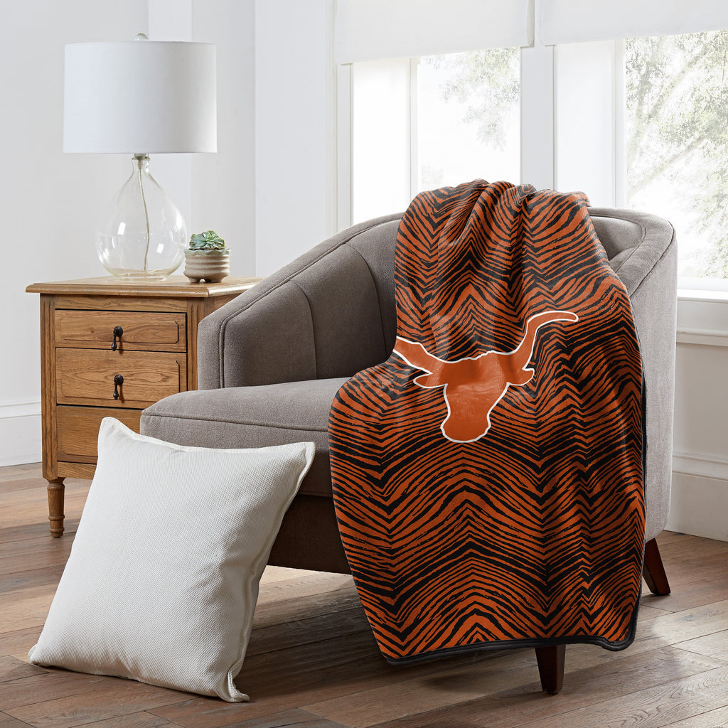 Zubaz x Northwest NCAA Texas Longhorns Zubified Raschel Throw Blanket