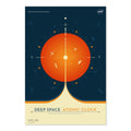 Deep Space Atomic Clock Poster (Orange) ‚Äî Retro NASA JPL Travel Print | Space Wall Art