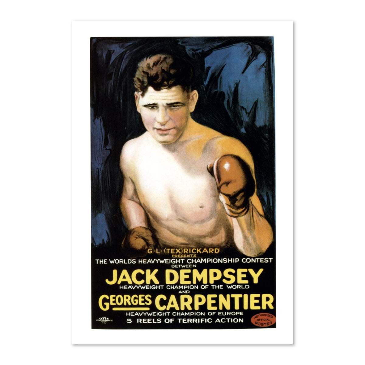 Dempsey vs. Carpentier 1921 Poster ‚Äî 1921 Vintage Sports Print | Retro Sports Wall Art
