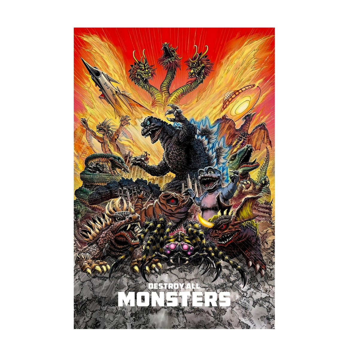 Destroy All Monsters (1968) Movie Poster ‚Äî Illustrated Art Print | Kaiju Wall Art