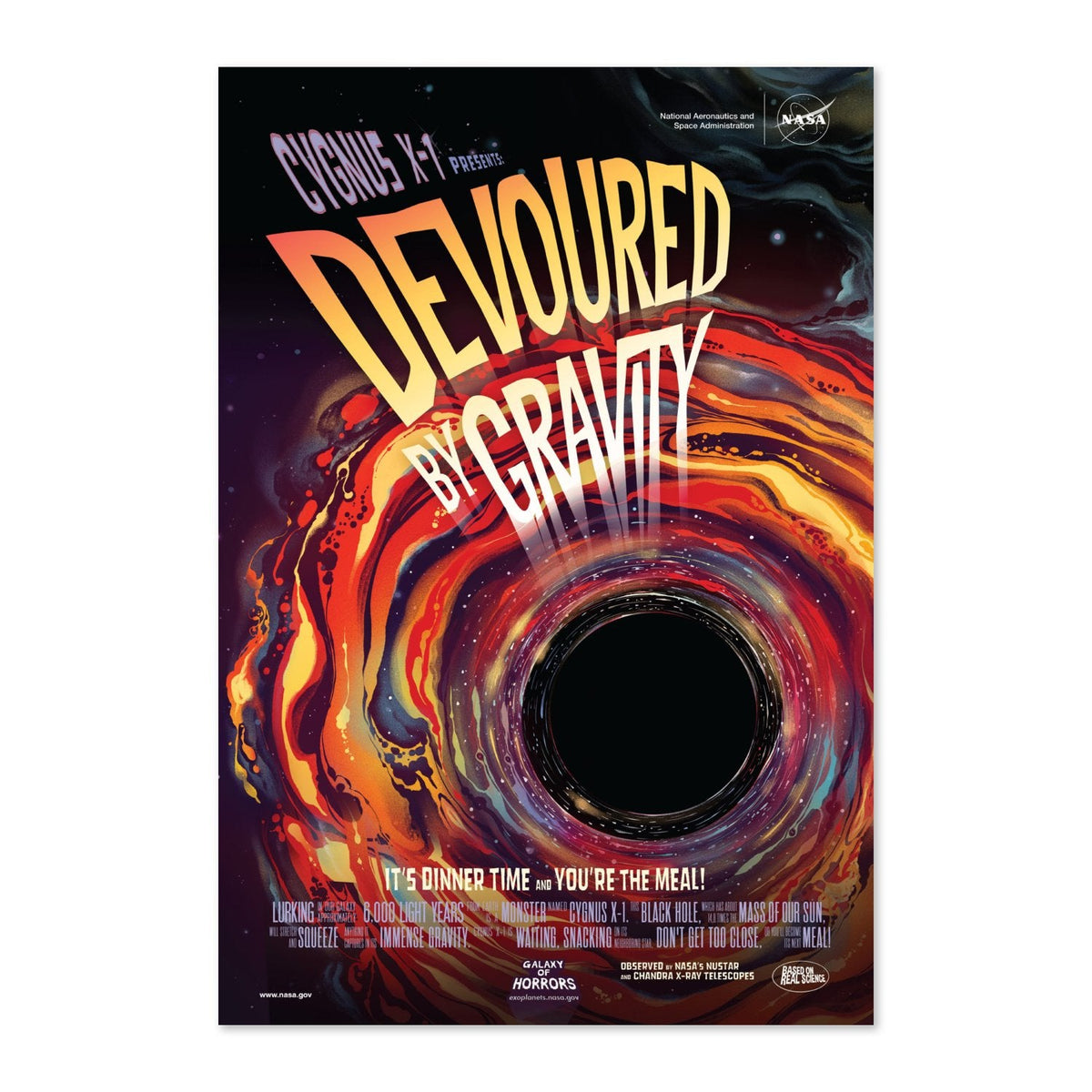 Devoured by Gravity Poster ‚Äî NASA Galaxy of Horrors Cygnus X-1 Black Hole Print | Space Wall Art
