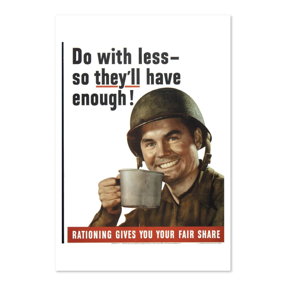 Do With Less ‚Äî So They‚Äôll Have Enough ‚Äî WWII Poster 1943 | Vintage War Wall Art