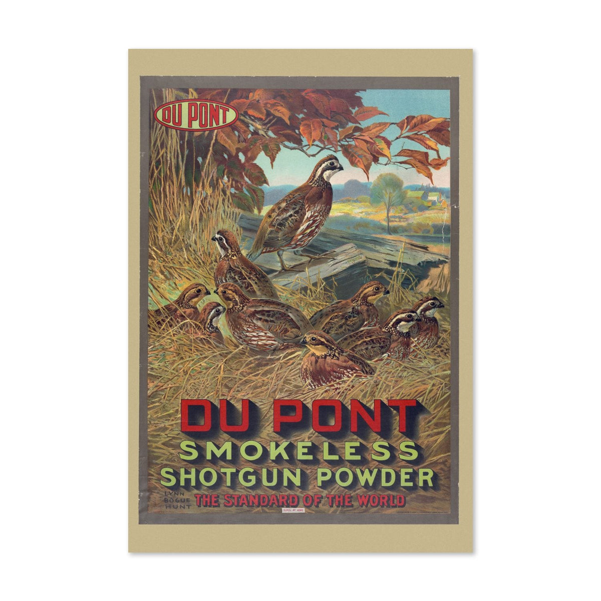 DuPont Smokeless Shotgun Powder ‚Äî Vintage 1913 Advertising Poster | Hunting Wall Art