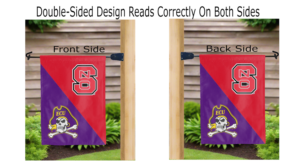 North Carolina State University - East Carolina State University House Divided Garden Flag