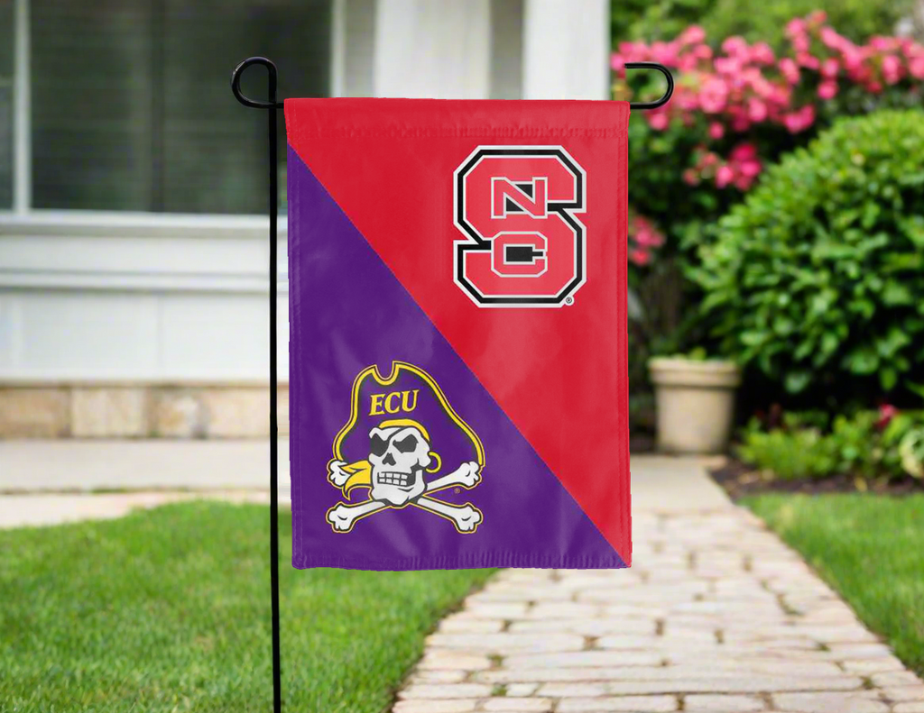 North Carolina State University - East Carolina State University House Divided Garden Flag