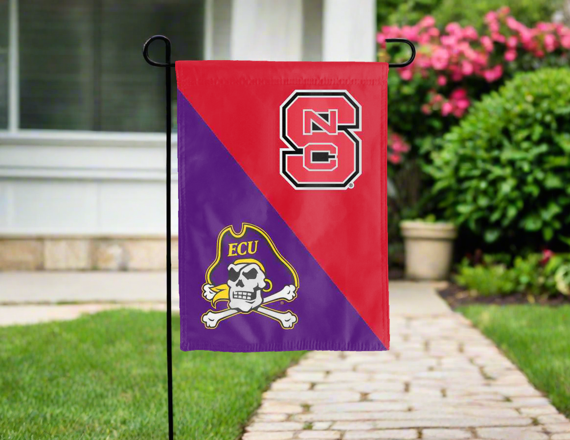 North Carolina State University - East Carolina State University House Divided Garden Flag