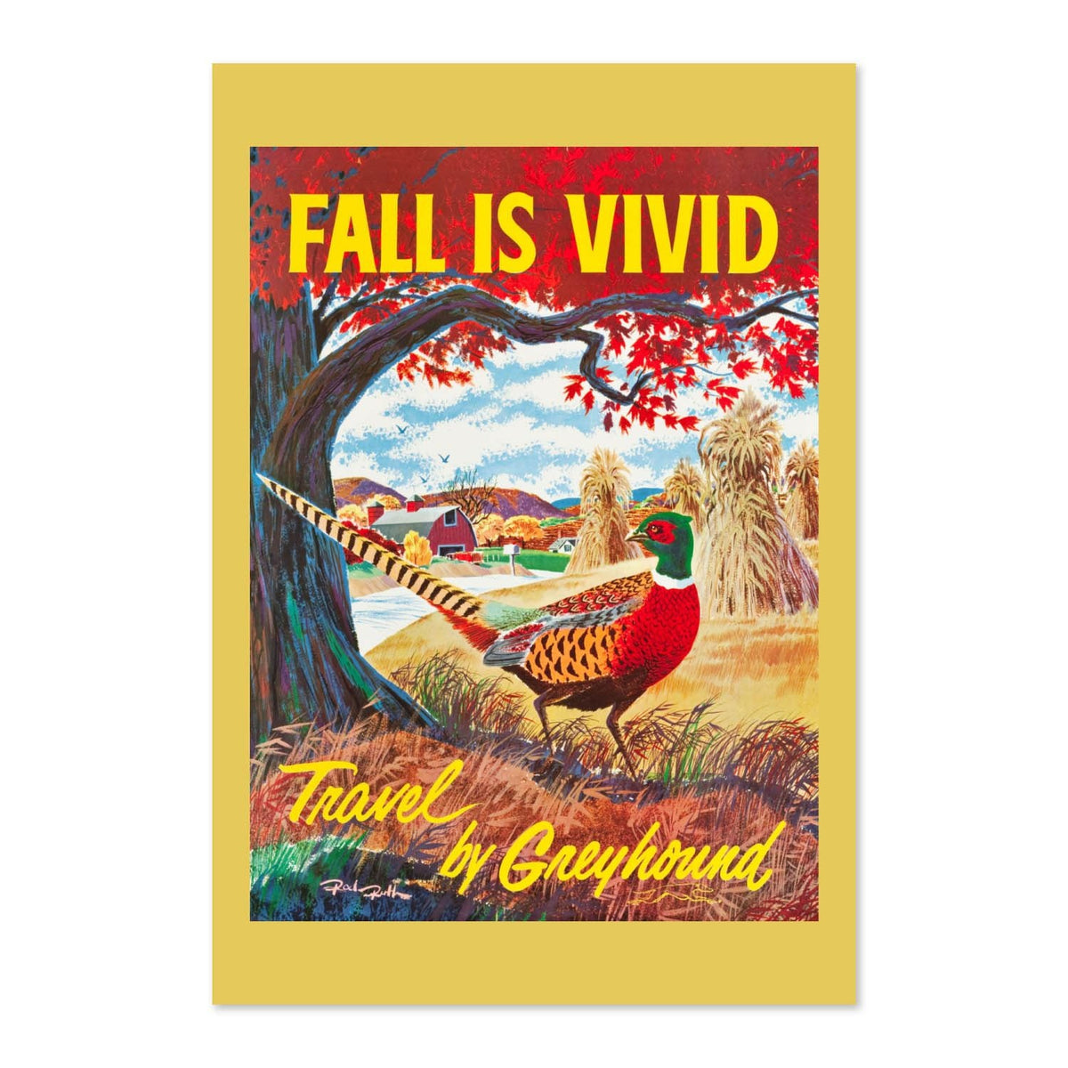 Fall is Vivid ‚Äî Greyhound ‚Äî Vintage 1960s Travel Poster | Seasonal Wall Art