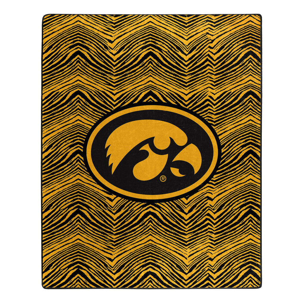 Zubaz x Northwest NCAA Iowa Hawkeyes Zubified Raschel Throw Blanket