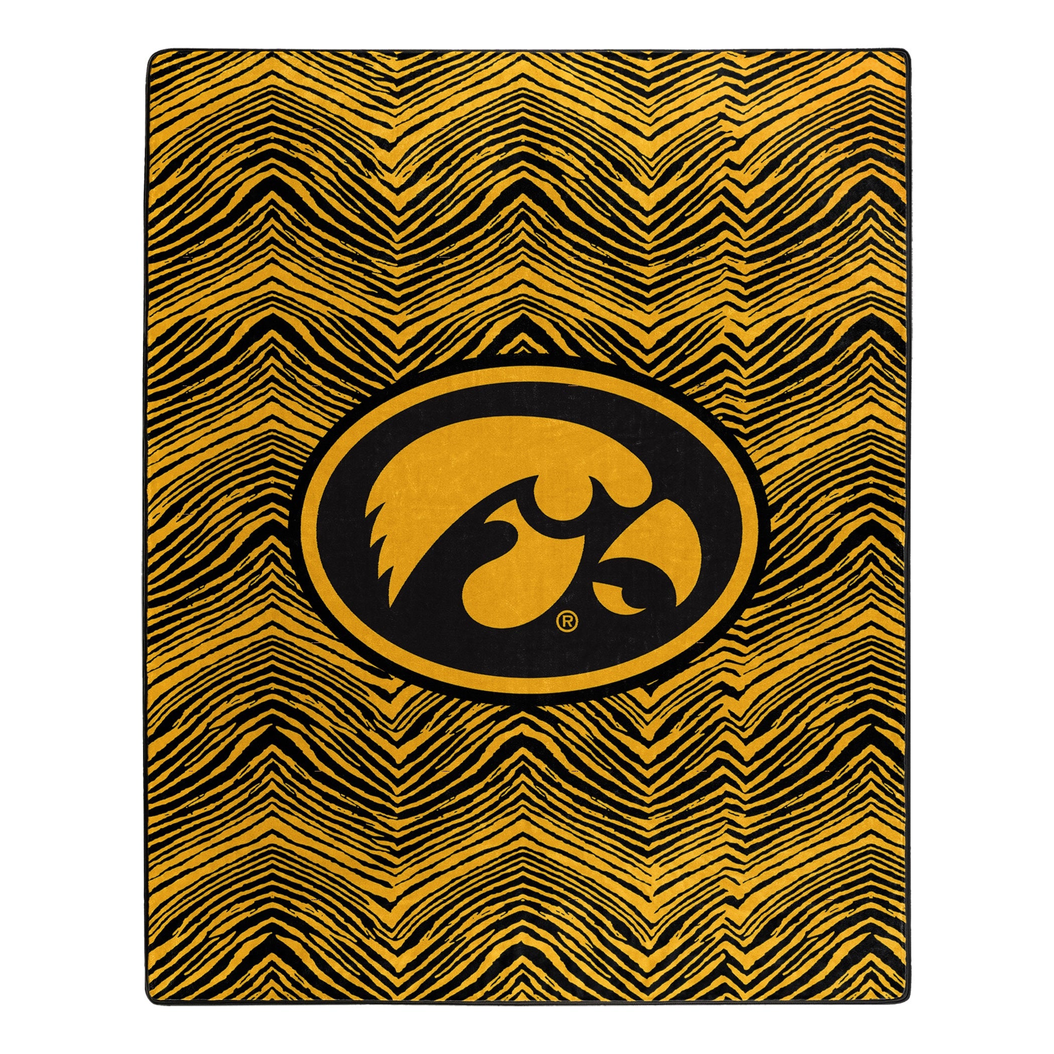 Zubaz x Northwest NCAA Iowa Hawkeyes Zubified Raschel Throw Blanket