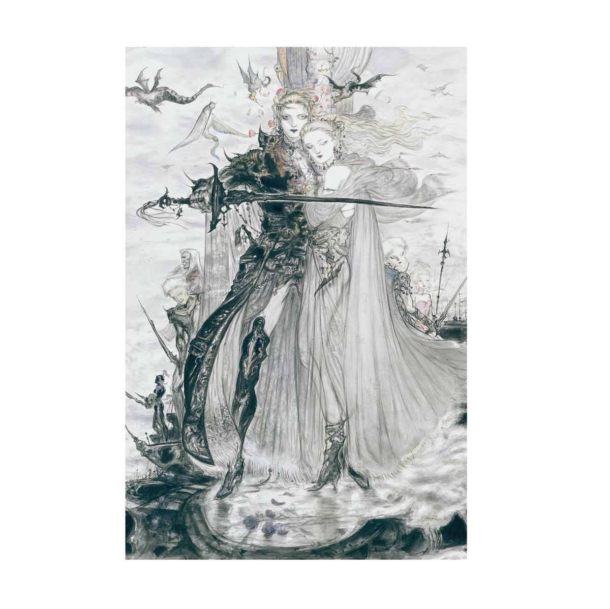 Final Fantasy V Poster ‚Äî Advance Illustration by Yoshitaka Amano | Square Enix Fine Art Wall Art
