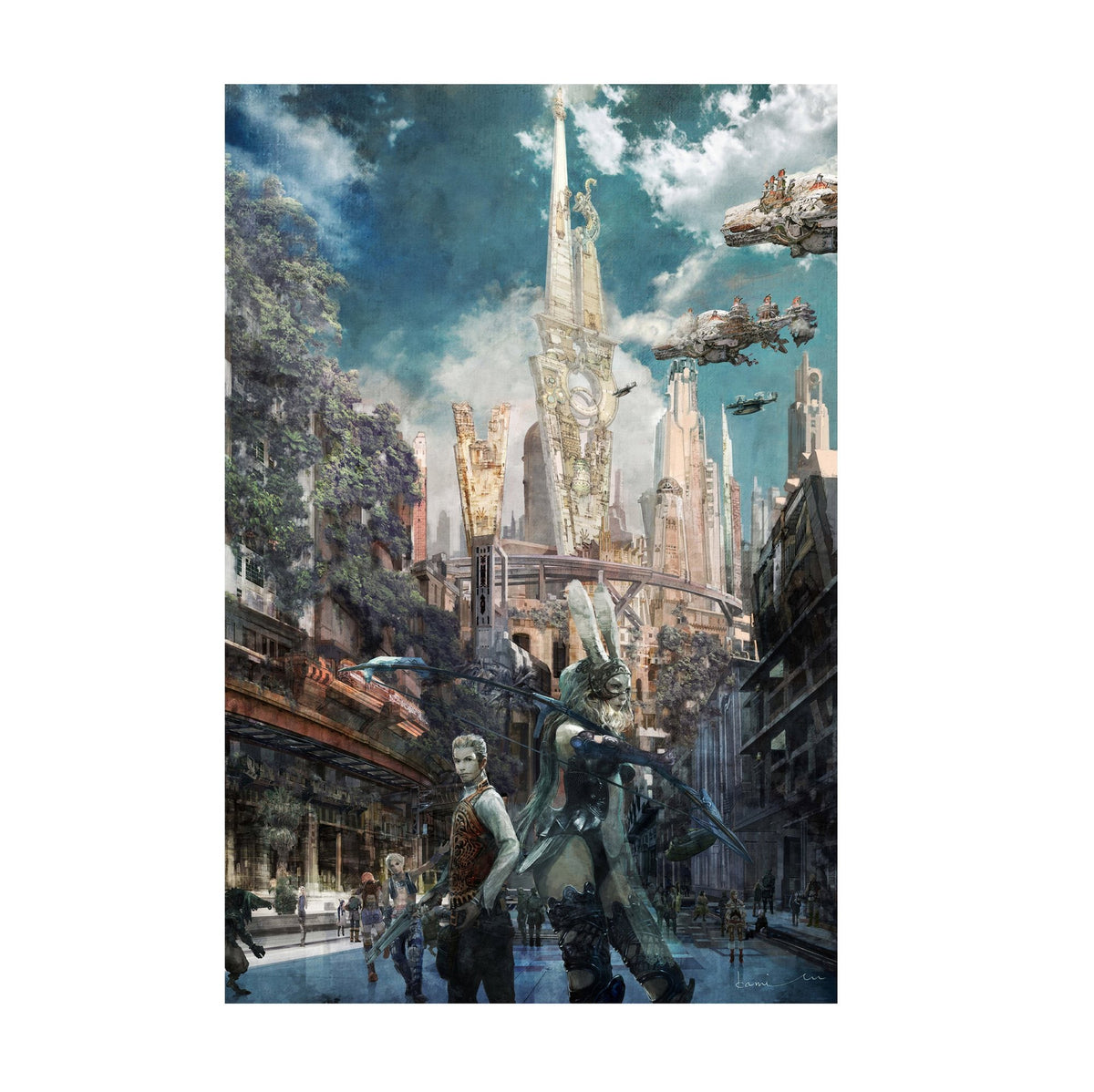 Final Fantasy XII Poster ‚Äî Fran and Balthier by Isamu Kamikokuryo | FFXII Square Enix Wall Art
