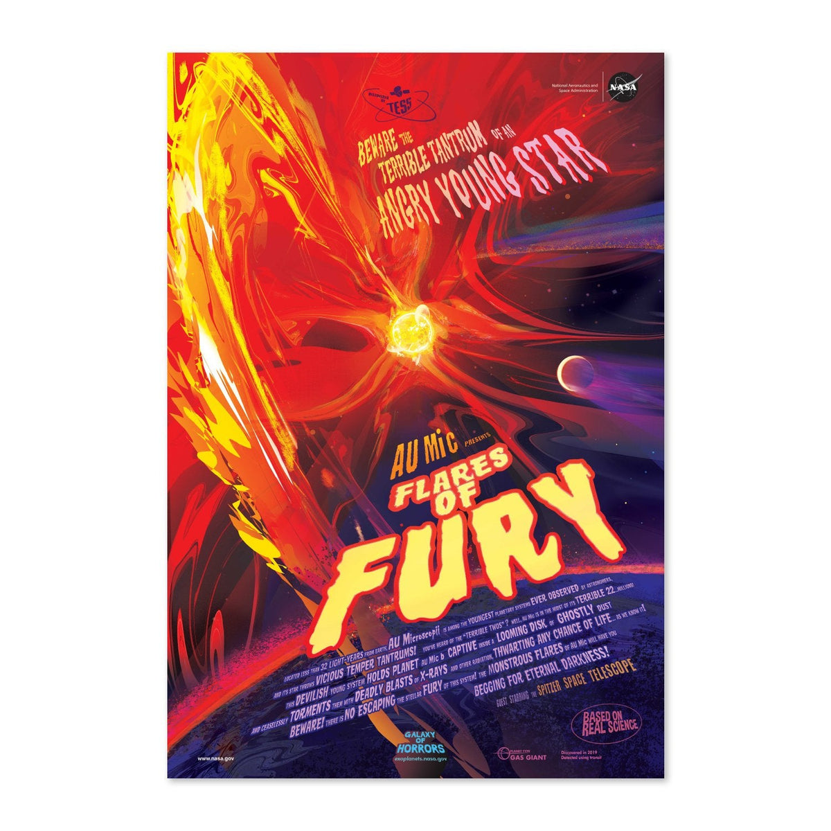 Flares of Fury Poster ‚Äî NASA Galaxy of Horrors Angry Young Star Print | Space Wall Art