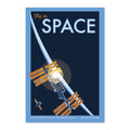 Fly to Space Poster ‚Äî Retro Space Station Travel Print | Space Wall Art