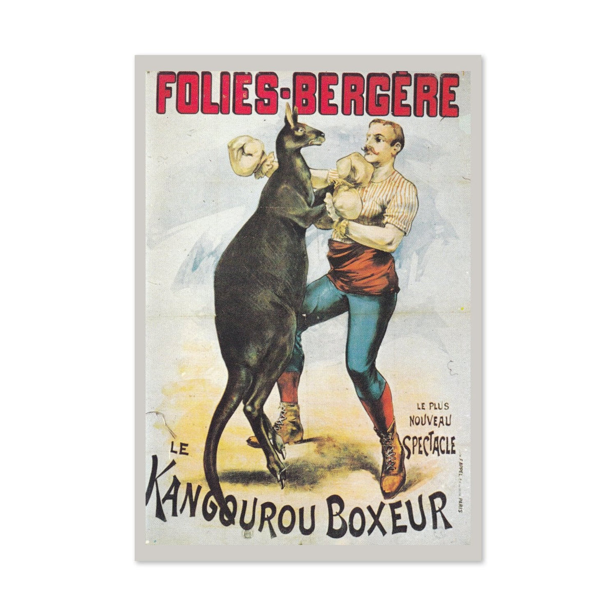 Folies-Berg√®re Kangaroo Boxer Poster ‚Äî 1890s Paris Music Hall Print | Art Nouveau Wall Art