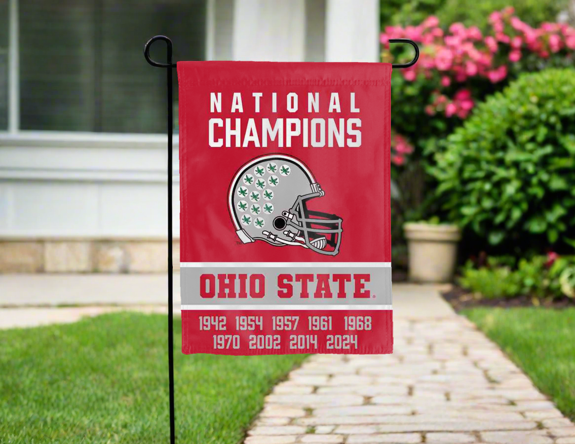 Ohio State Football Nine Time Champions College Football Playoff Garden Flag