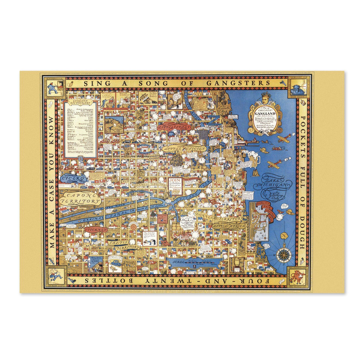 Gangland Chicago 1931 Map Poster ‚Äî Hysterical Chicago Map Print | Vintage Map Wall Art