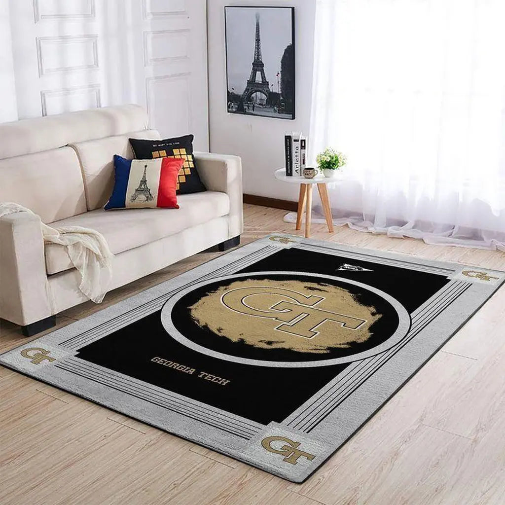 Georgia Tech Rug - Area for Home and Office Decor Black and Gold