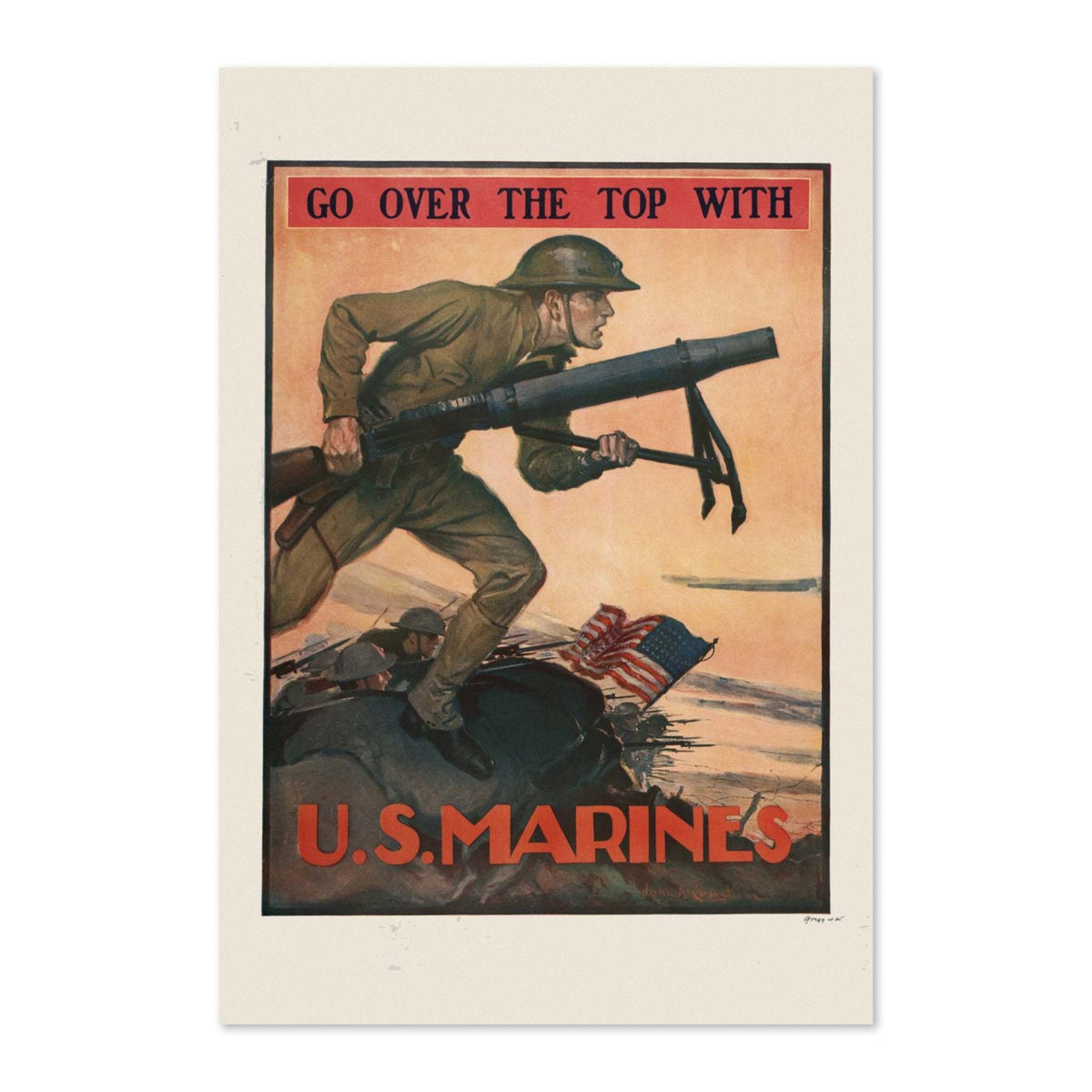 Go Over the Top with U.S. Marines ‚Äî World War I Poster 1917 | Vintage WWI Wall Art