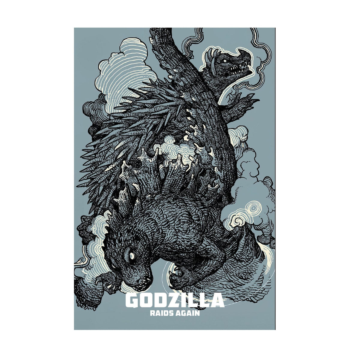 Godzilla Raids Again (1955) Movie Poster ‚Äî Ink Illustration Art Print | Kaiju Wall Art