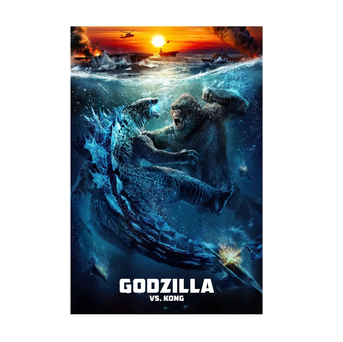 Godzilla vs. Kong (2021) Movie Poster ‚Äî Ocean Battle Art Print | Kaiju Wall Art