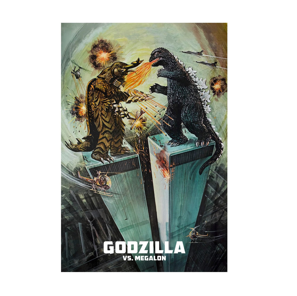 Godzilla vs. Megalon (1973) Movie Poster ‚Äî Illustrated Art Print | Kaiju Wall Art