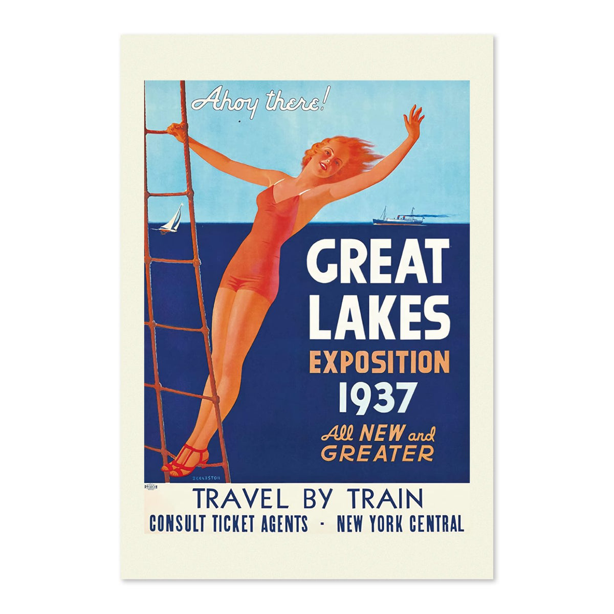 Great Lakes Exposition ‚Äî Cleveland 1937 ‚Äî Vintage 1937 Travel Poster | Exposition Wall Art