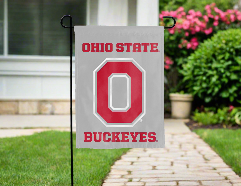 Grey Ohio State Buckeyes Garden Flag