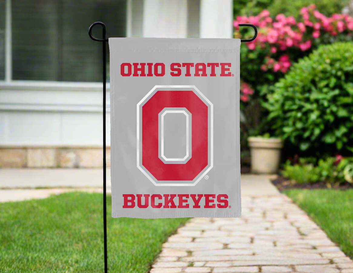 Grey Ohio State Buckeyes Garden Flag