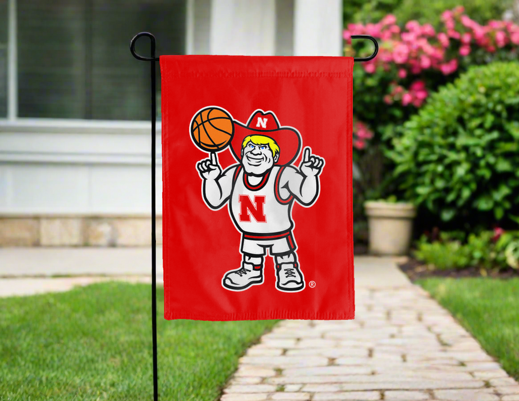 Herbie Husker Basketball Double Sided Garden Flag