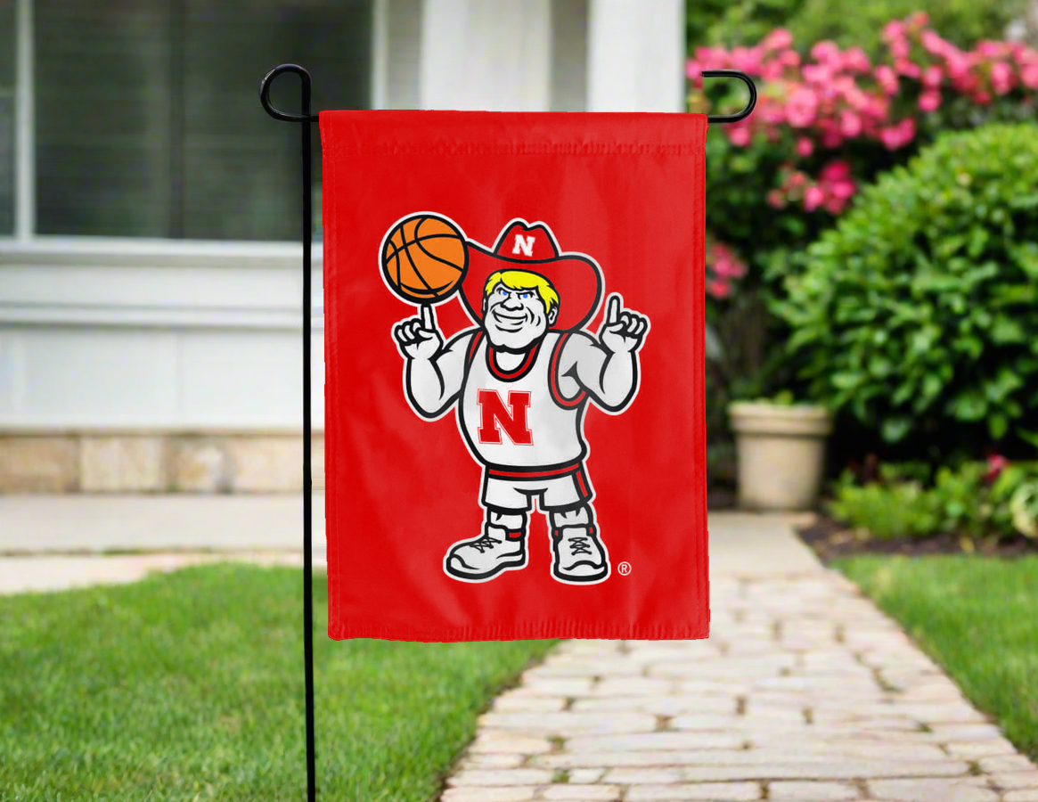 Herbie Husker Basketball Double Sided Garden Flag