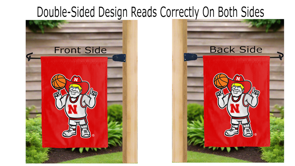 Herbie Husker Basketball Double Sided Garden Flag