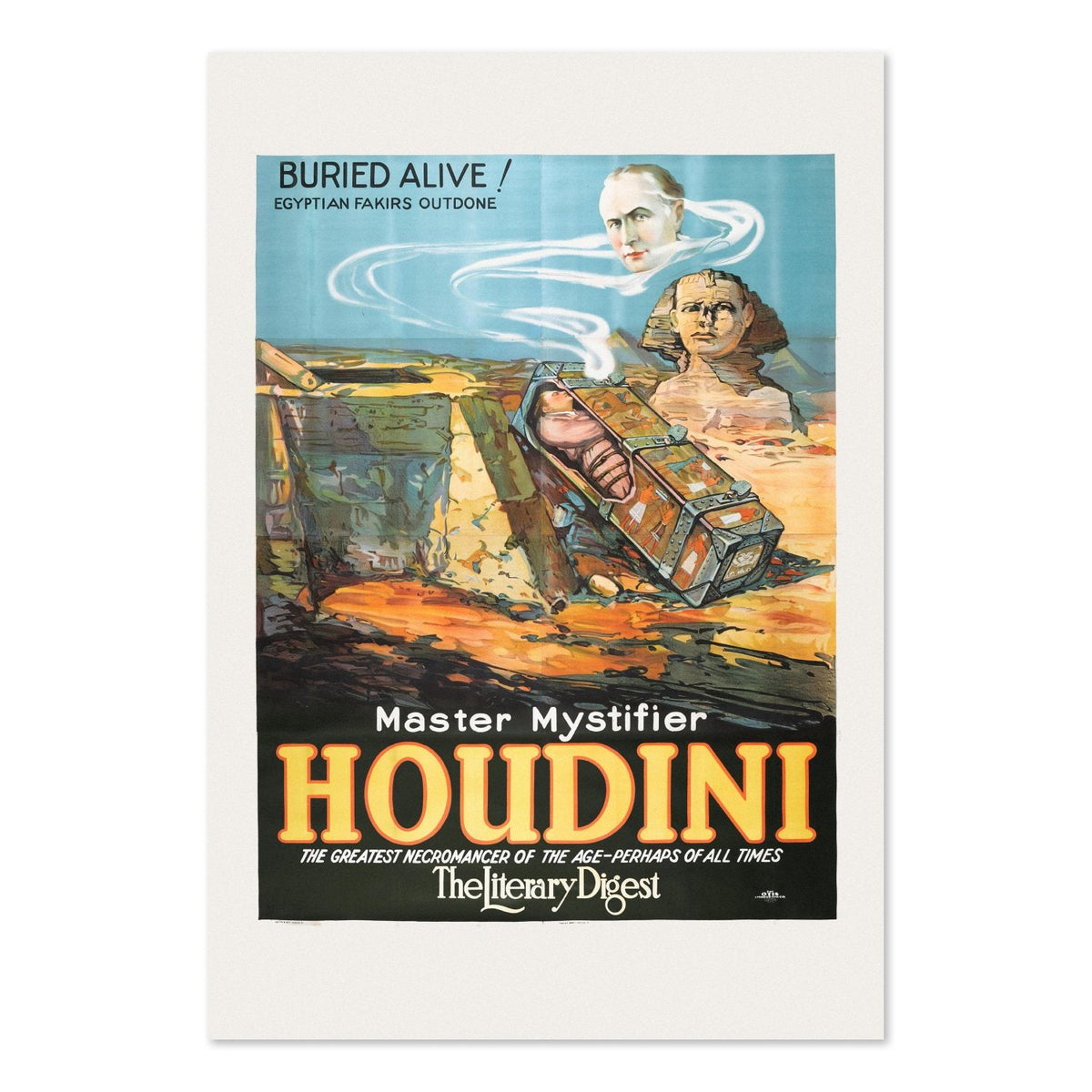 Houdini Buried Alive ‚Äî Egyptian Sphinx Poster ‚Äî 1920s Vintage Magic Show Print | Magician Wall Art
