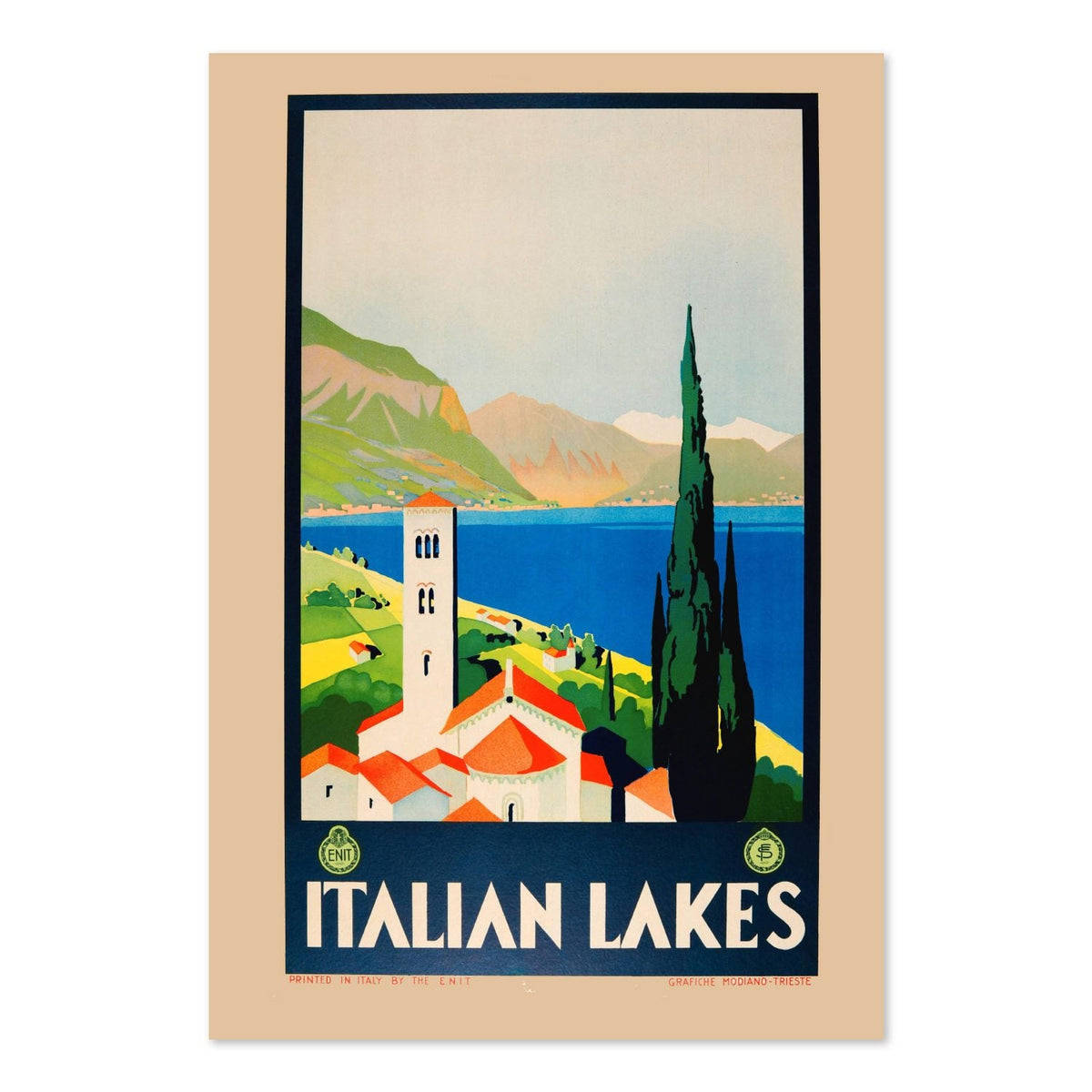 Italian Lakes ‚Äî Vintage 1930s Travel Poster | Italy Wall Art