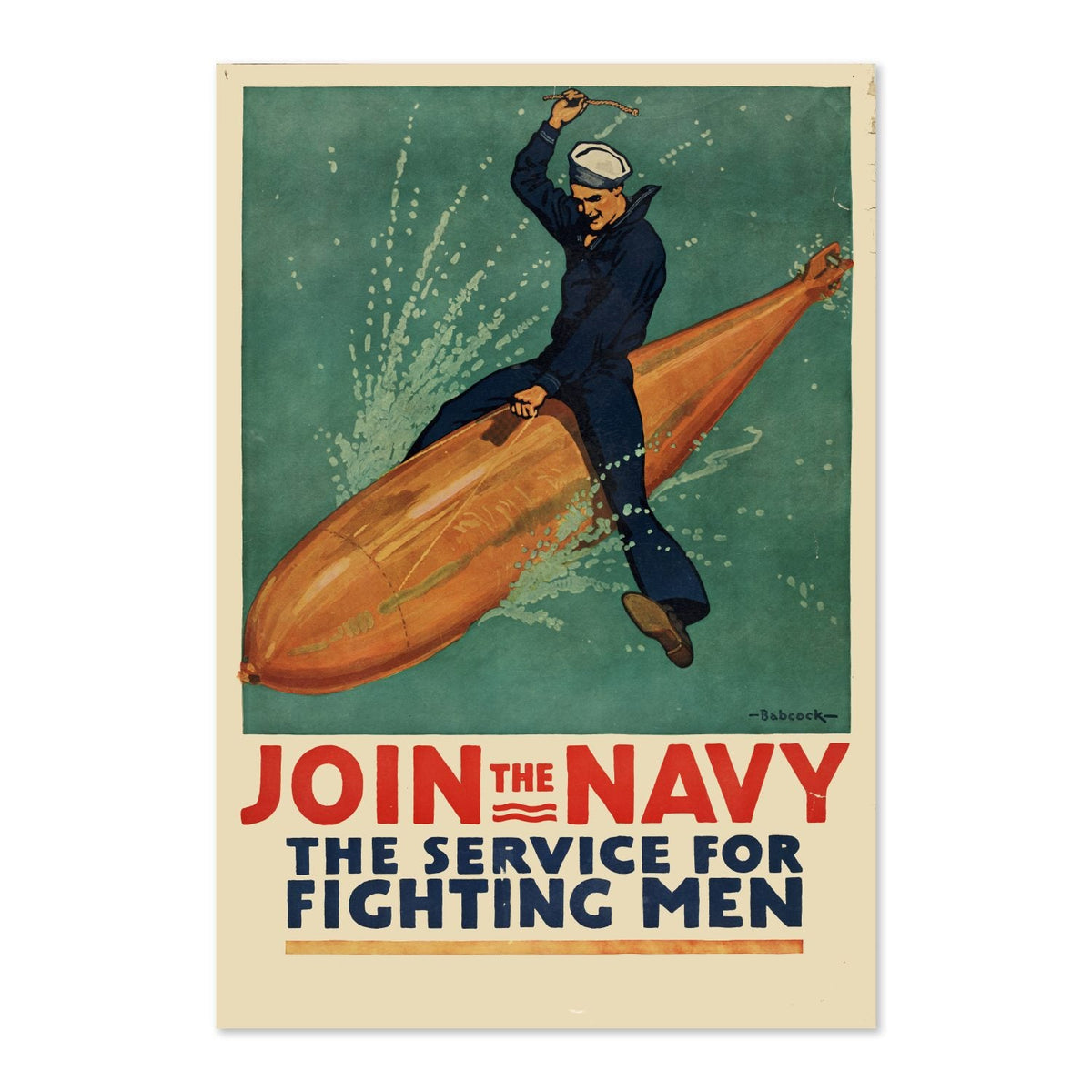 Join the Navy ‚Äî The Service for Fighting Men ‚Äî World War I Poster 1917 | Vintage WWI Wall Art
