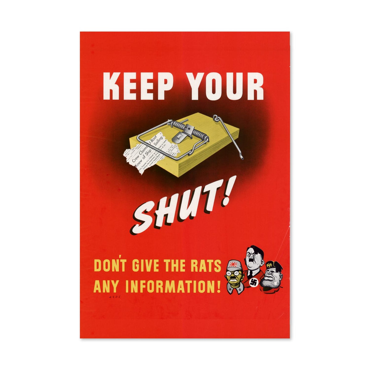 Keep Your Trap Shut ‚Äî WWII Poster 1942 | Vintage War Wall Art