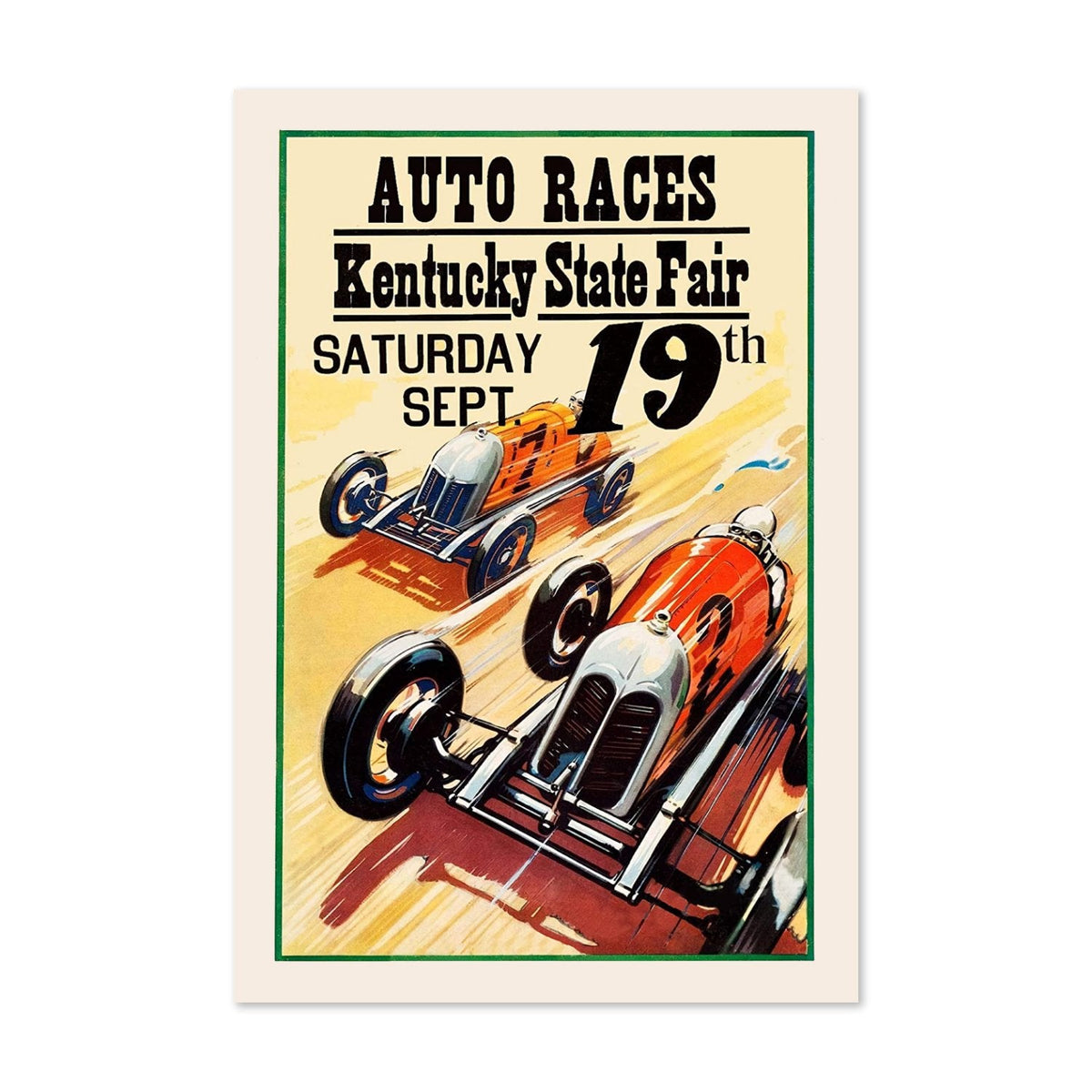 Kentucky State Fair Auto Races Poster ‚Äî Vintage American Car Racing Print | Vintage Racing Wall Art